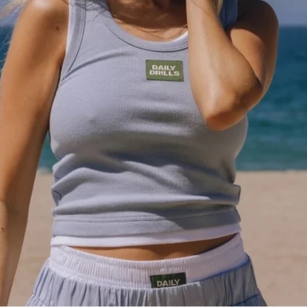 *Never worn* Daily Drills layered logo tank in color mist
